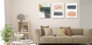 Set de 3 Cuadros 60 x 40 cm Minimalistas Multicolor