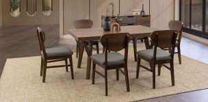 Comedor Rectangular Oleg Café con 6 Sillas Gris