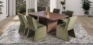 Comedor Rectangular de 180 cm Nogal Spezza con 6 Sillas