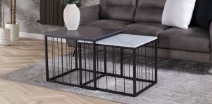 Mesas Nido Cuadradas Dominic Negro 2 Piezas