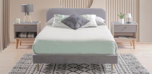 Cama Matrimonial Nisha Velvet Gris Oxford