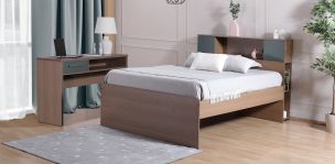 Cama Matrimonial con Escritorio Liloo Café