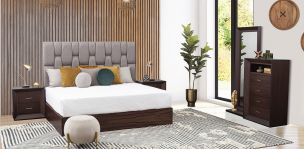 Recámara King Size Romina Café Oscuro 5 Piezas