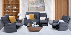 Sala con Reclinables Gwen Gris Oscuro 3 Piezas