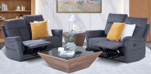 Sala de Dos Sofás 2 Plazas con Reclinables Gwen Gris Oscuro