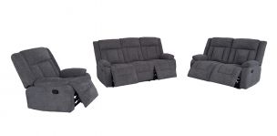 Sala con Reclinables Isabelle Gris Oscuro 3 Piezas