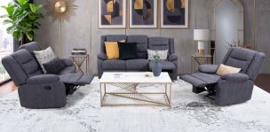 Sala con Reclinables Nori Gris Oscuro 3 Piezas