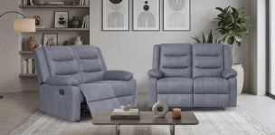 Sala de Dos Sofás 2 Plazas con Reclinables Nori Gris Oscuro