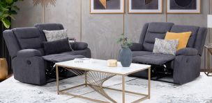 Sala de Dos Sofás 2 Plazas con Reclinables Nori Gris Oscuro