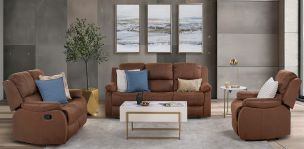 Sala con Reclinables Porto Café 3 Piezas