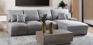 Sala Modular Derecha Amira New Plata 3 Piezas