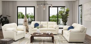 Sala de Piel Derby Confort Beige 3 Piezas