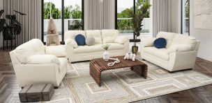 Sala de Piel Derby Confort Tz Beige 3 Piezas
