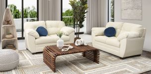Sala de Dos Sofá 2 Plazas de Piel Derby Confort Tz Beige