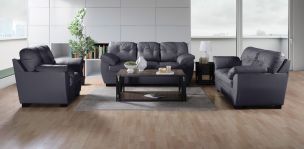 Sala de Piel Derby Confort Tz Gris 3 Piezas
