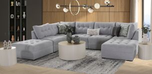 Sala Modular 7 Piezas Fresno Gris Claro