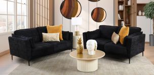 Sala de Dos Sofás 2 Plazas Kubra Microfibra Negro