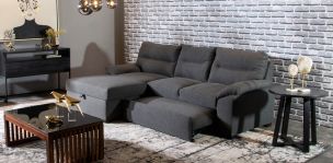 Sala Modular Izquierda Con Baúl Y Cama Alta Olivia Gris