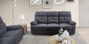 Sofá con Reclinables Toronto Gris Obscuro