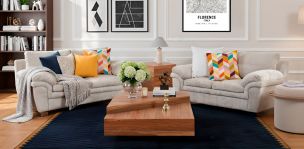 Sala de Dos Sofás 2 Plazas de Microfibra Tennessee Beige