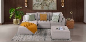 Sala en L Izquierda Zonet Beige con Taburete