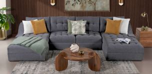 Sala Modular Izquierda Zonet Gris Oxford 4 Piezas