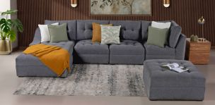 Sala Modular Izquierda Zonet Gris Oxford 5 Piezas