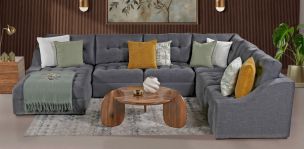 Sala Modular Izquierda Zonet Gris Oxford 6 Piezas 