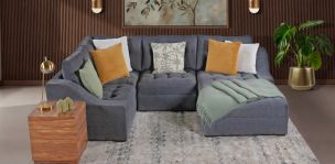 Sala Modular con Esquinero Zonet Gris Oxford 4 Piezas