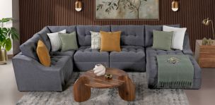 Sala Modular Derecha Zonet Gris Oxford 5 Piezas