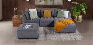 Sala en L Derecha Zonet Gris Oxford con Taburete