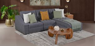 Sala Modular Derecha Zonet Gris Oxford 3 Piezas