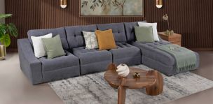 Sala Modular Derecha Zonet Gris Oxford 4 Piezas