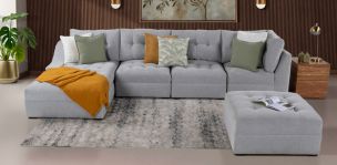 Sala Modular Izquierda Zonet Gris 5 Piezas