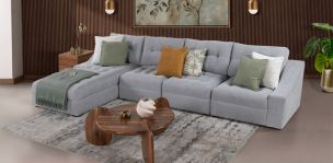 Sala en L Izquierda Zonet Gris 4 Piezas