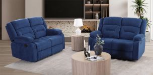 Sala de Dos Sofás 2 Plazas con Reclinables Kaipu Azul