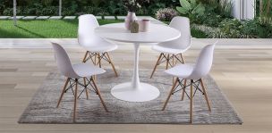Comedor Redondo Vittoria Blanco y 4 Sillas Atlas In Blanco