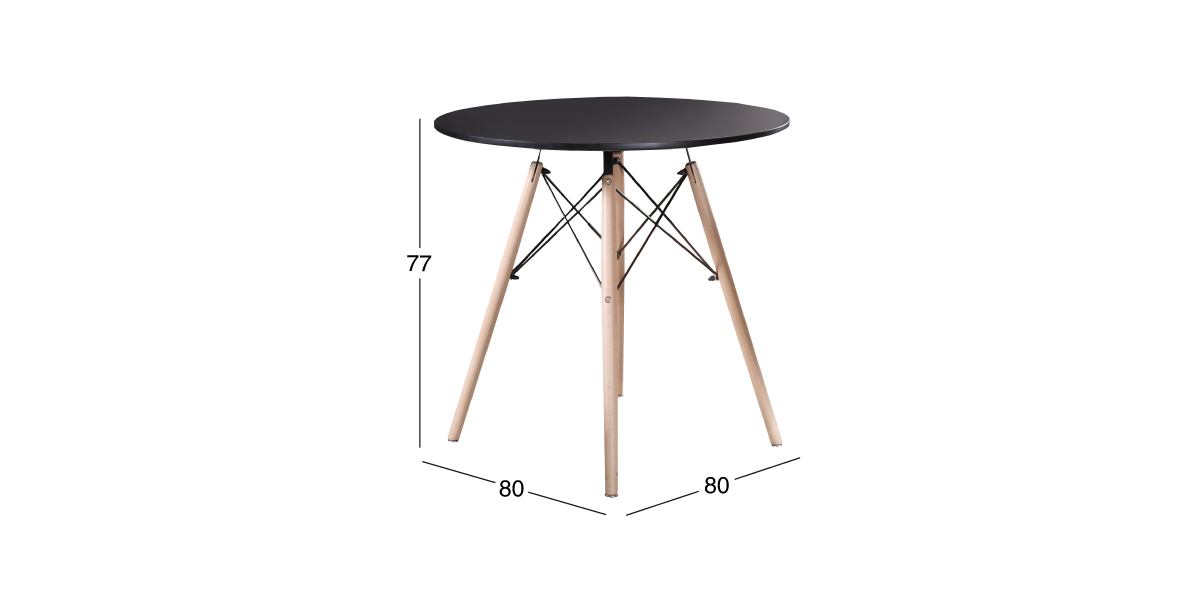 Mesa Comedor Redondo 80 cm Oslo Negro