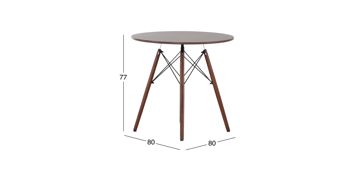 Mesa Comedor Redondo 80 cm Oslo Nogal