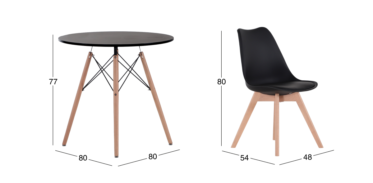 Comedor Redondo y 4 Sillas Frankfurt Negro