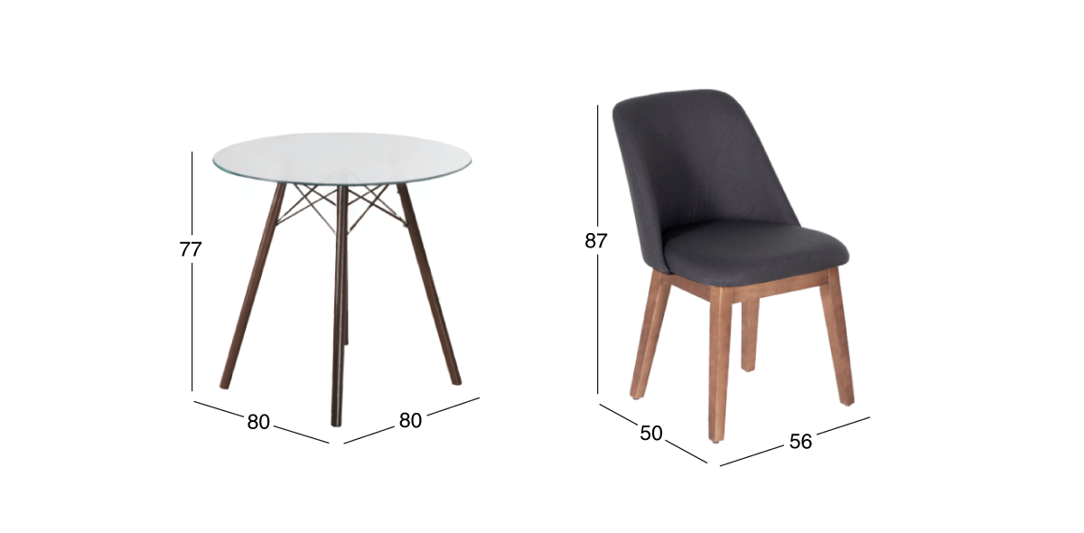 Comedor Redondo Oslo Café y 4 Sillas Olaf Gris Oxford