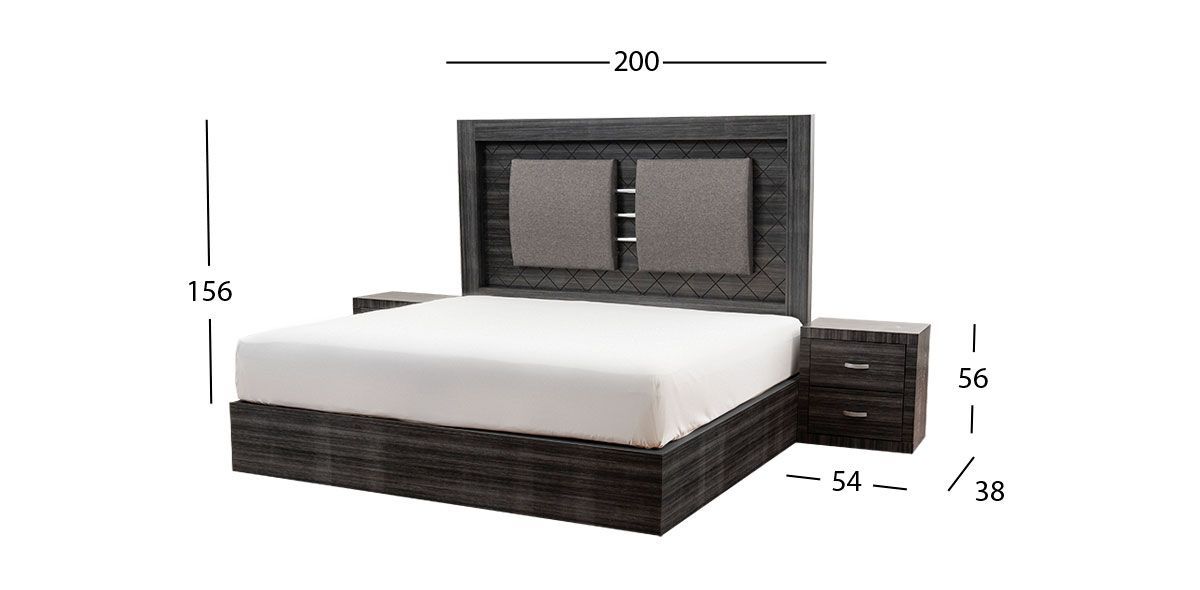 Recámara King Size Cairo Gris 3 Piezas