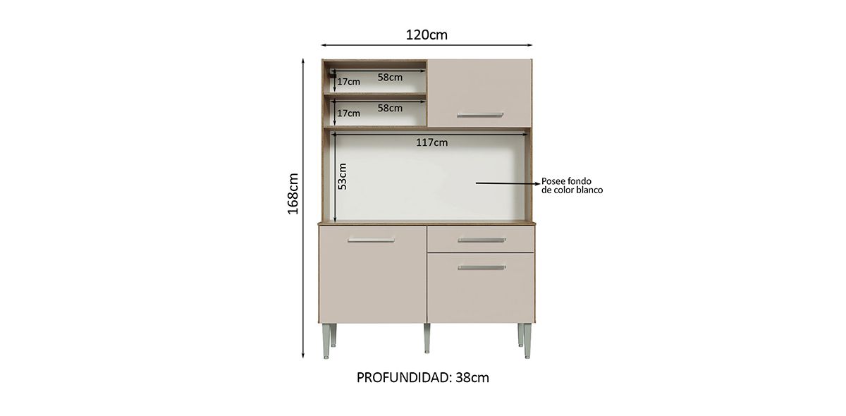 Cocina 120 cm Life Beige
