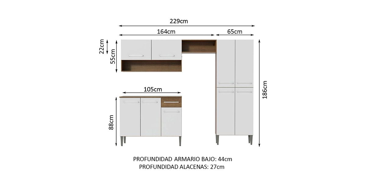 Cocina 229 Cm Emilly Pop Blanco