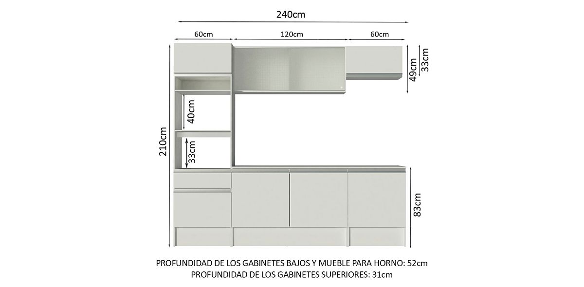 Cocina 240 cm Topazio Blanco