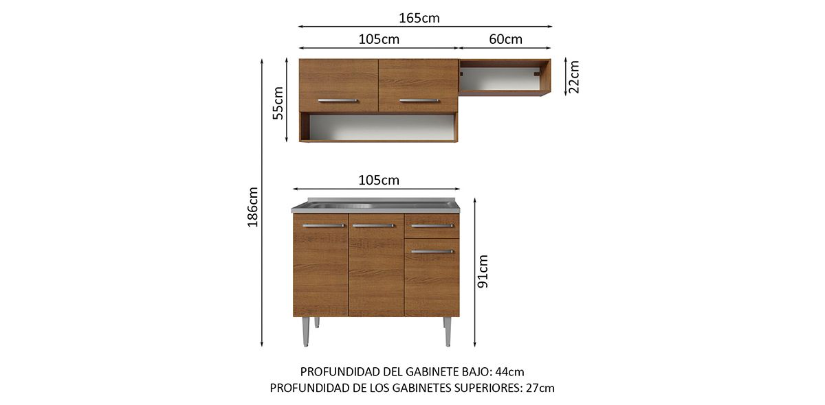 Cocina 165 cm Elizabeth Café