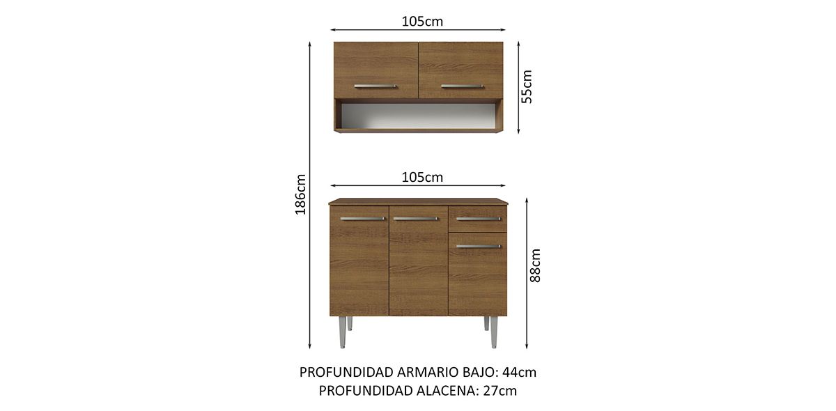Cocina 105 cm Emilly Café