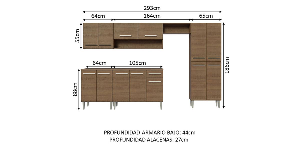 Cocina 293 cm Emilly Café