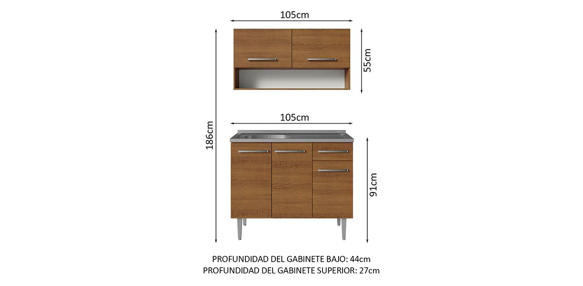 Cocina 105 cm Evelyn Café