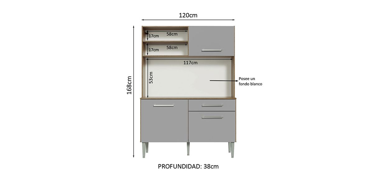 Cocina 120 cm Life Gris